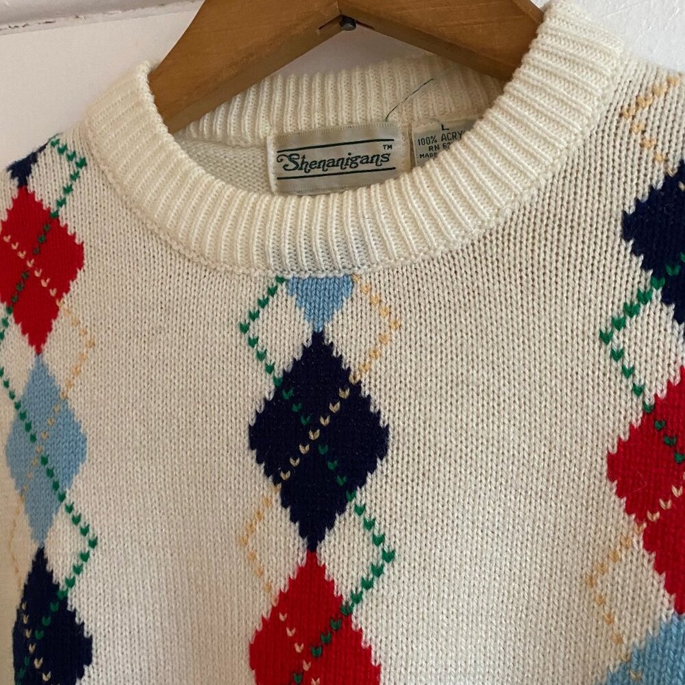 Vintage 1950s Style Argyle Sweater